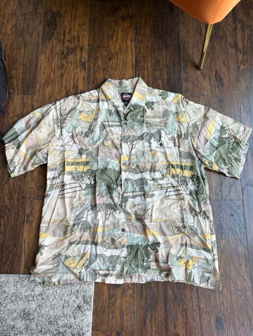 RARE Harley-Davidson Vintage All-Over Print Viscose Button Down Shirt XL